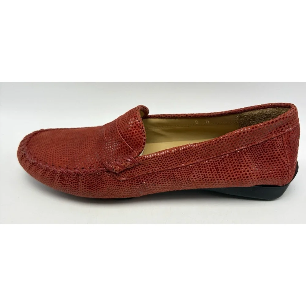 Vaneli Driving Loafer Women 8 M Red Leather Lizard Print Old Money Career Office
